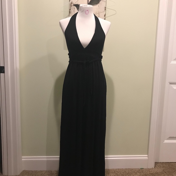 black halter top maxi dress